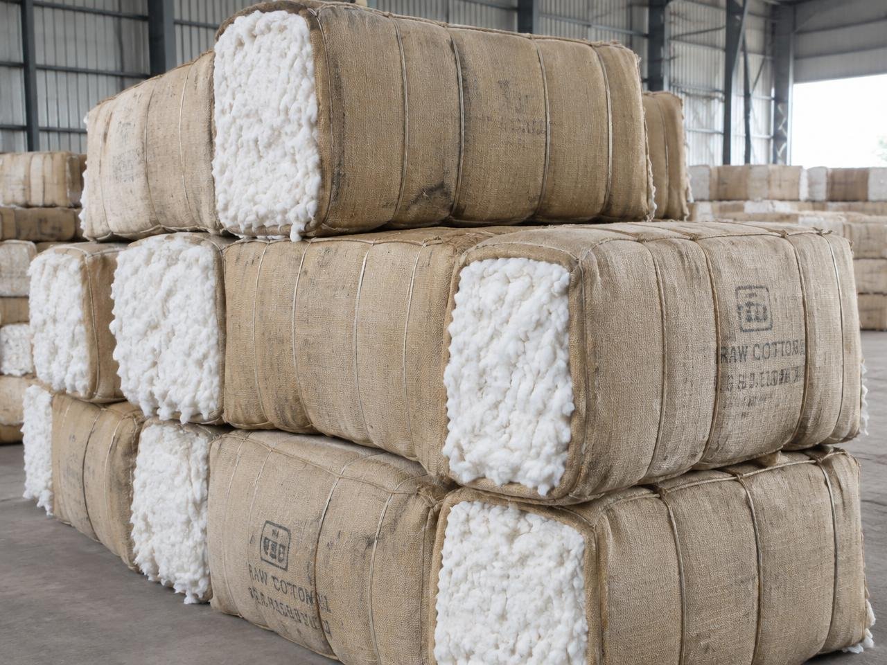 Export cotton bales in warehouse